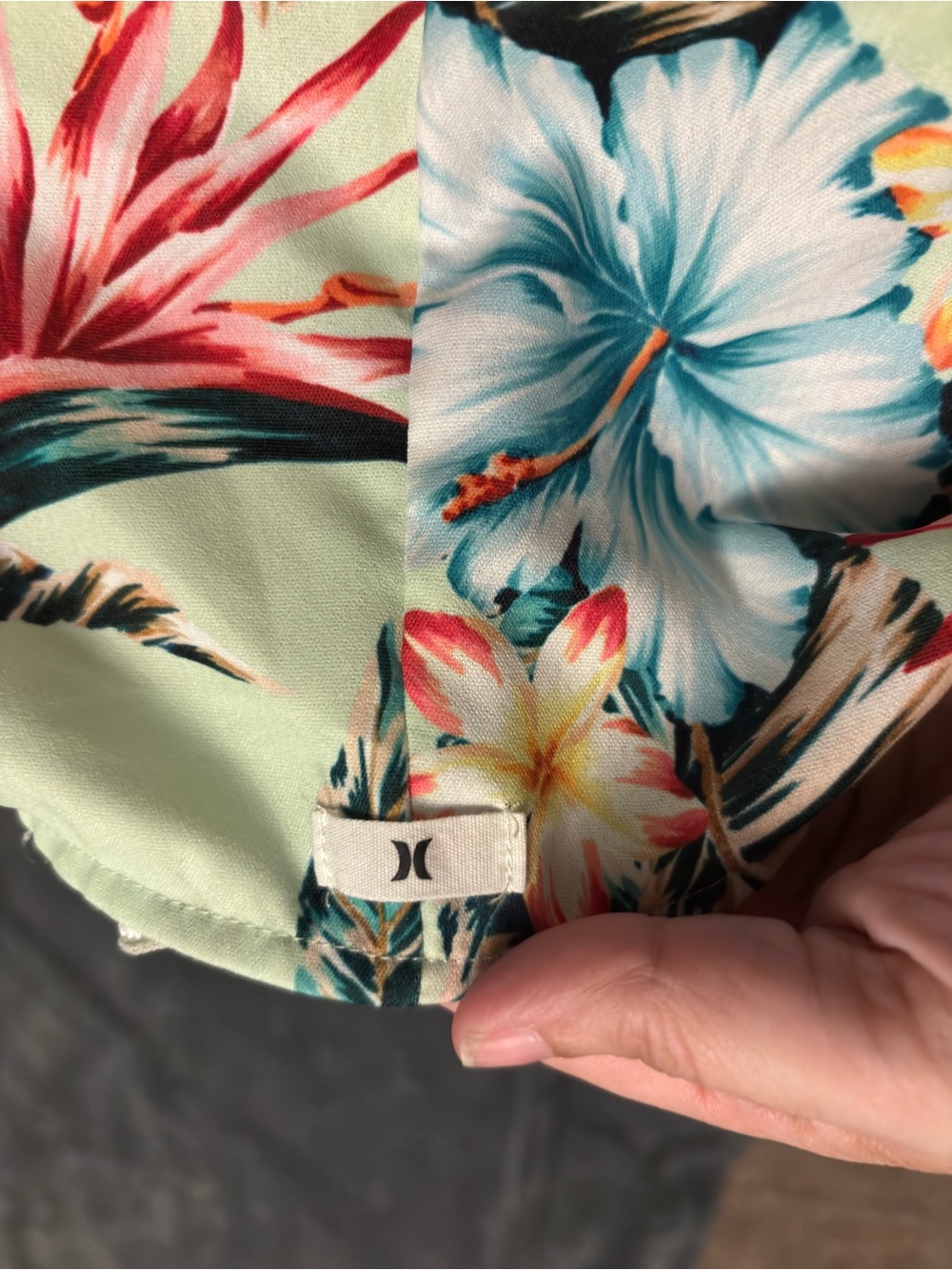 Hurley Mint Tropical Floral Romper with Pink & Blue Flowers - Picture 4 of 5